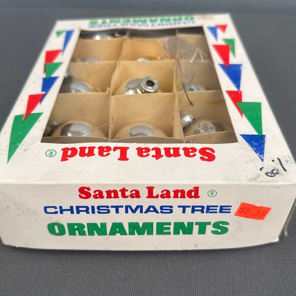 18 VTG Santa Land Silver Gold Glass Christmas Tree Ornaments USA 70s Retro Glam - Picture 10 of 16